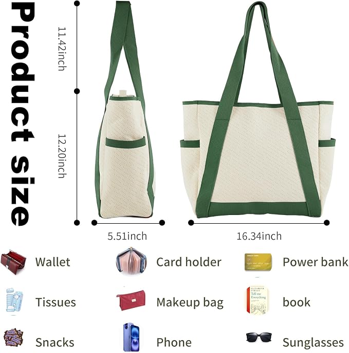 Large Canvas Tote Bag, with Laptop Sleeve and Multiple Pockets - Image 4