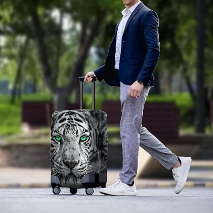 Tiger Animal 3D Printed Travel Luggage Suitcase Cover 30-32 Inch Cover Spandex - Image 3