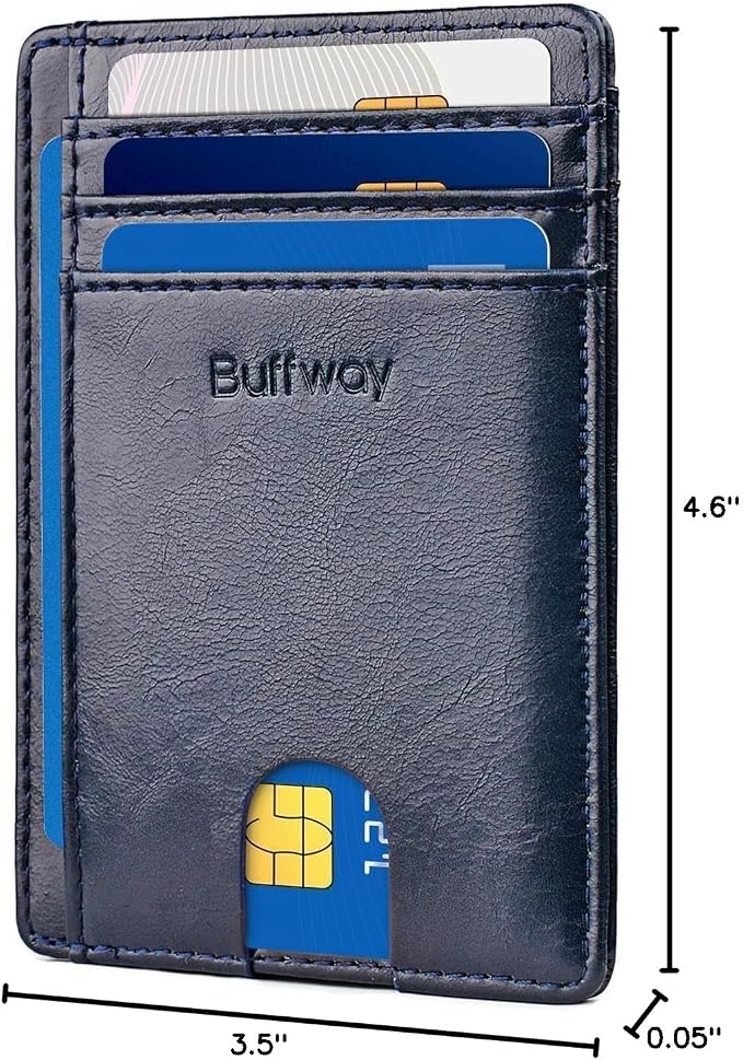Buffway Slim Minimalist Front Pocket RFID Blocking Leather Wallets - Image 8
