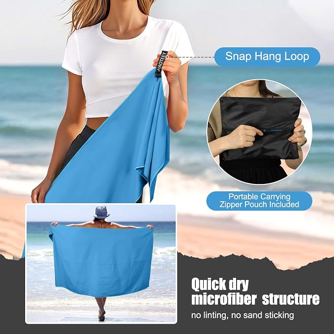 Quick Dry Travel Towel, 3 Sizes 1 Pack Camping Microfiber Towel, Lightweight - Image 6