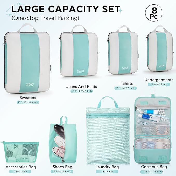 8 Set Compression Packing Cubes - Image 2