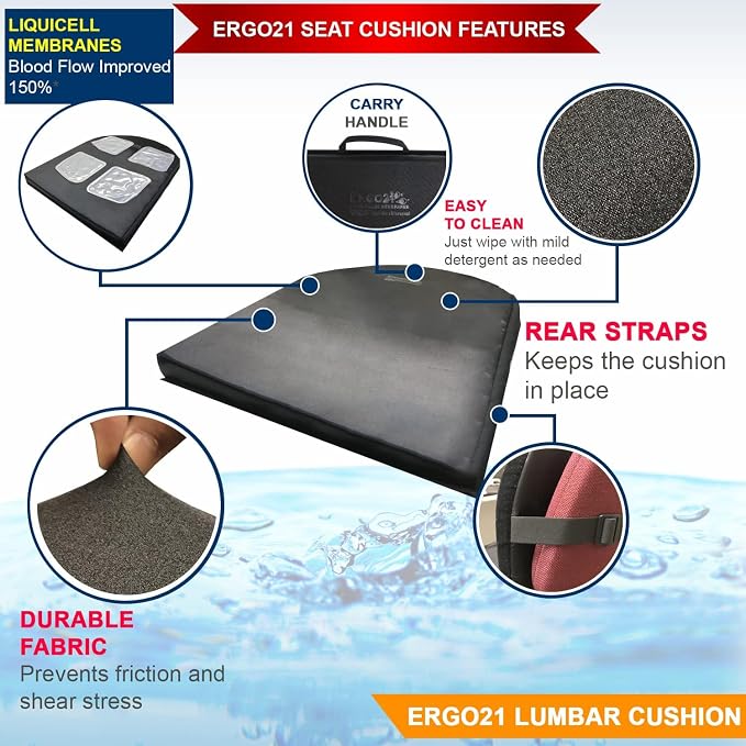 Neck & Back Support Lumbar Roll Made of Liquid Filled Membranes | Chair Back - Image 2