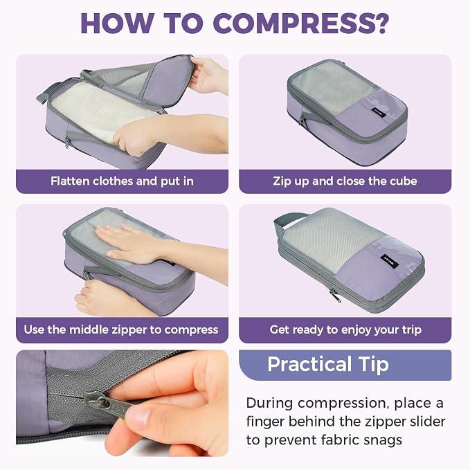 BAGAIL 6 Set/4 Set Lightweight Compression Packing Cubes - Image 5