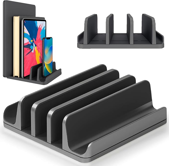 Multiple Laptop Holder Vertical – Adjustable Laptop Vertical Stand Holds 5 by Elestoria