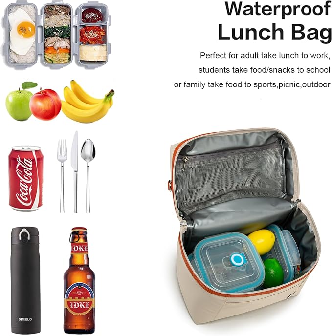 NOL Insulated Lunch Bags for Women Cooler Bag Lightweight Nylon Waterproof - Image 3
