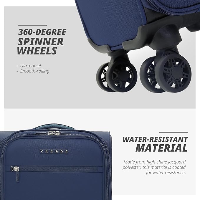 Verage Under Seat Luggage with Wheels, Softside Small Suitcase Spinner Carry On - Image 5