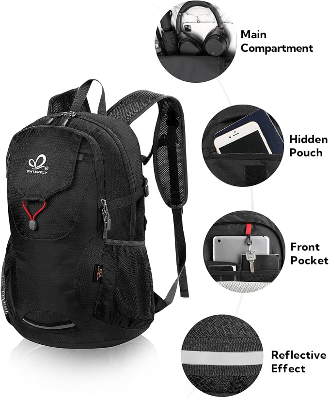 WATERFLY Lightweight Packable Hiking Backpack: 30L Foldable Travel Daypack - Image 3