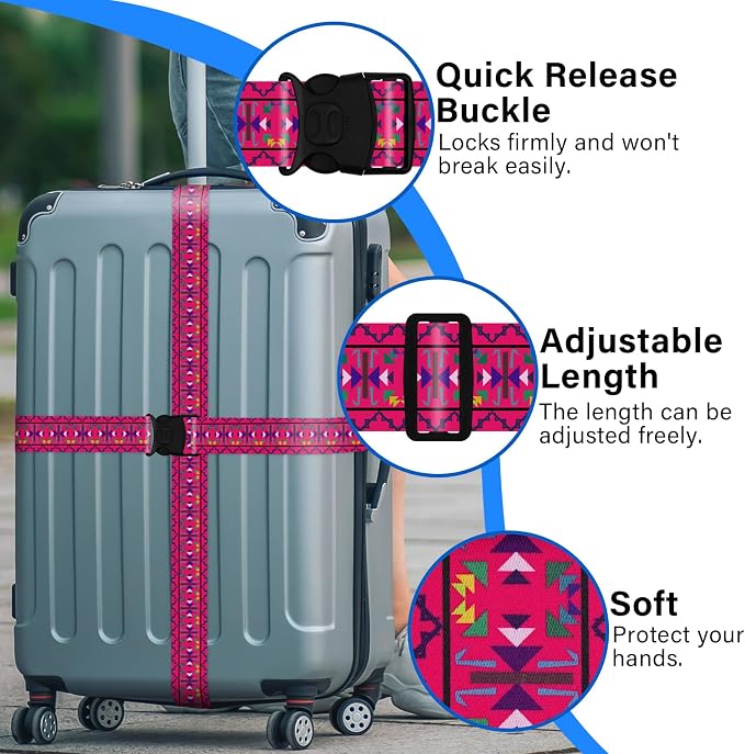 2 Pack Luggage Straps for Suitcases, Adjustable Travel Belt - Image 4