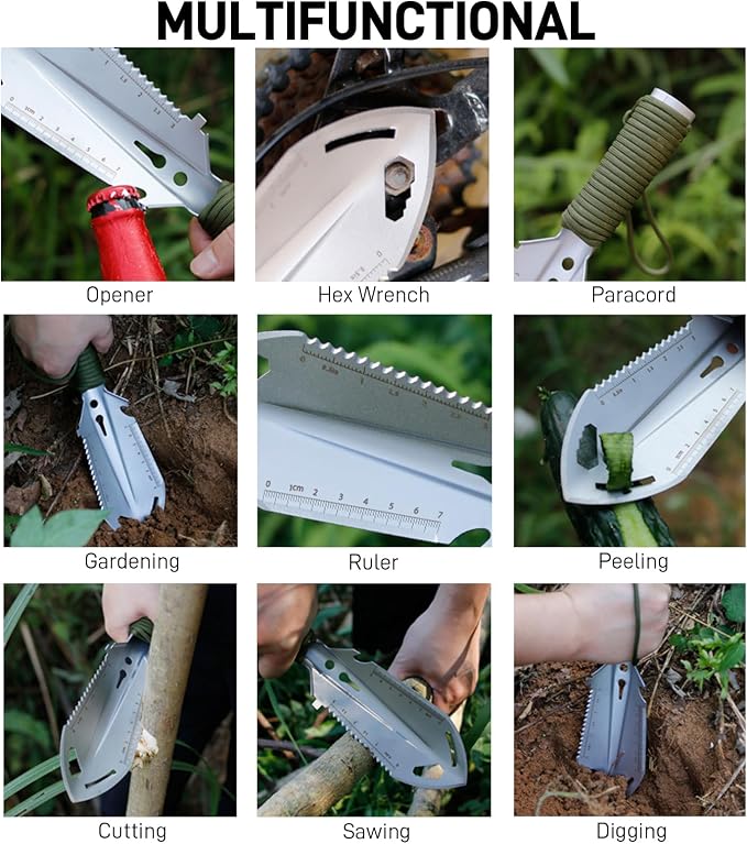 Small Camping Shovel, 9 in 1 Mini Hand Shovel, Portable Backpacking Trowel - Image 4