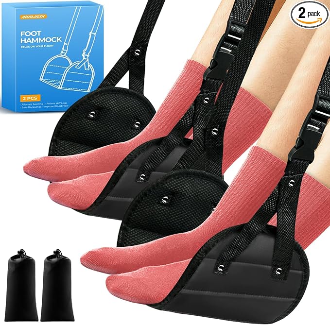 2-Pack Airplane Foot Hammock, Portable Leg Rest by Awojrsky