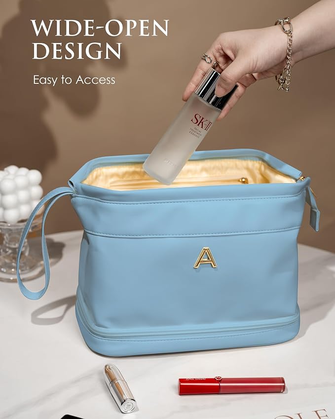 Initial Makeup Bag, Women Gifts, Personalized Double Layer Cosmetic Bag - Image 3