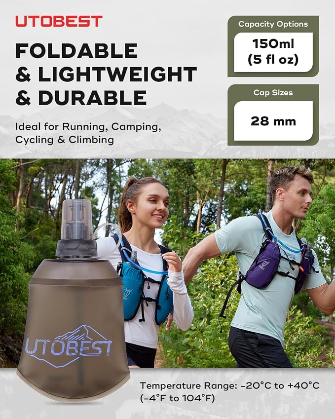 UTOBEST 150ml Soft Flask, 2 Pack Flexible TPU Hydration Water Bottle, - Image 7