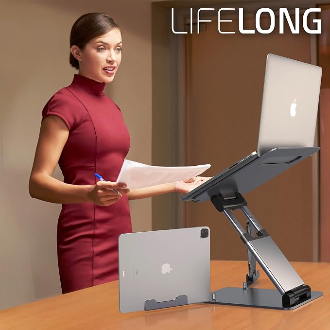 Ergonomic Laptop Stand for Desk, Adjustable Height up to 20", Laptop Riser - Image 2