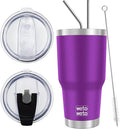 WETOWETO 30 oz Tumbler with 2 Lids and 2 Straws, 18/8 Stainless Steel Vacuum by Wetoweto