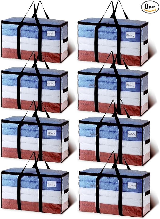 TAILI Extra Large Moving Bags, 8 Pack Clear Heavy Duty Totes by TAILI