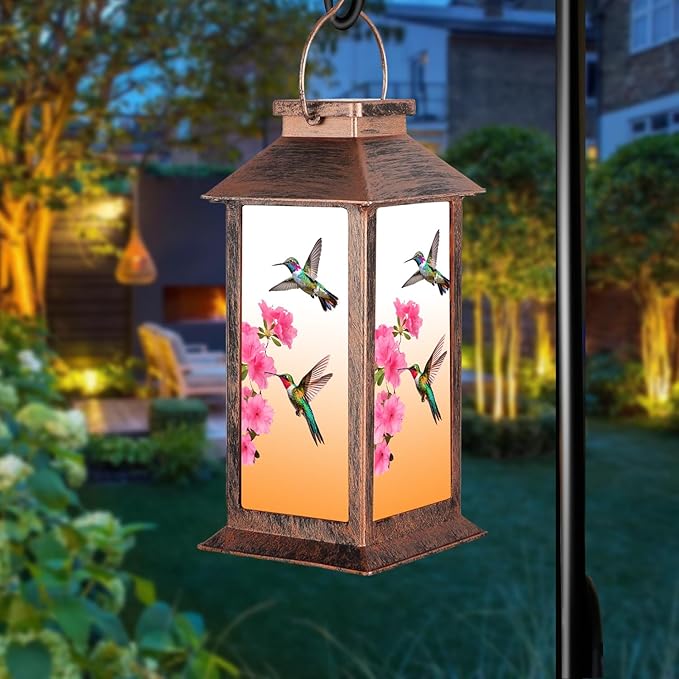 Solar Lanterns Outdoor Waterproof Hummingbird, Garden Decor Birthday Gifts by Fussion
