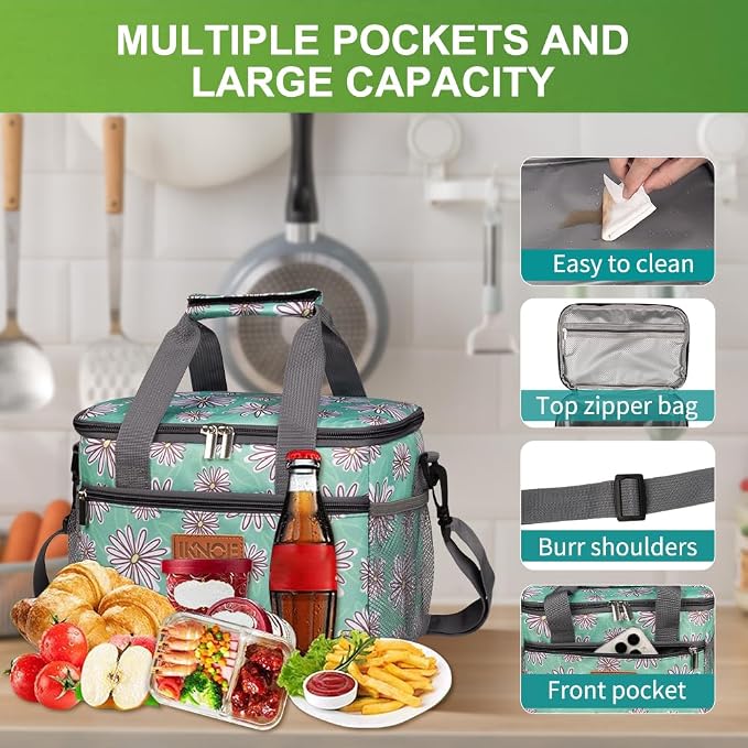 iknoe Large Foldable Cooler Bag, 8.5L Insulated Lunch Bag, Leakproof Lunch - Image 5