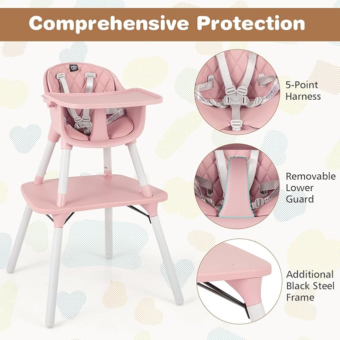 BABY JOY High Chair, 5 in 1 Convertible Highchair - Image 3