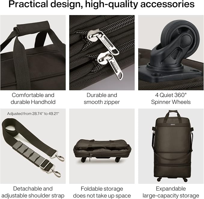 Hanke Suitcases with Wheels Expandable Foldable Luggage Bag Suitcase - Image 4