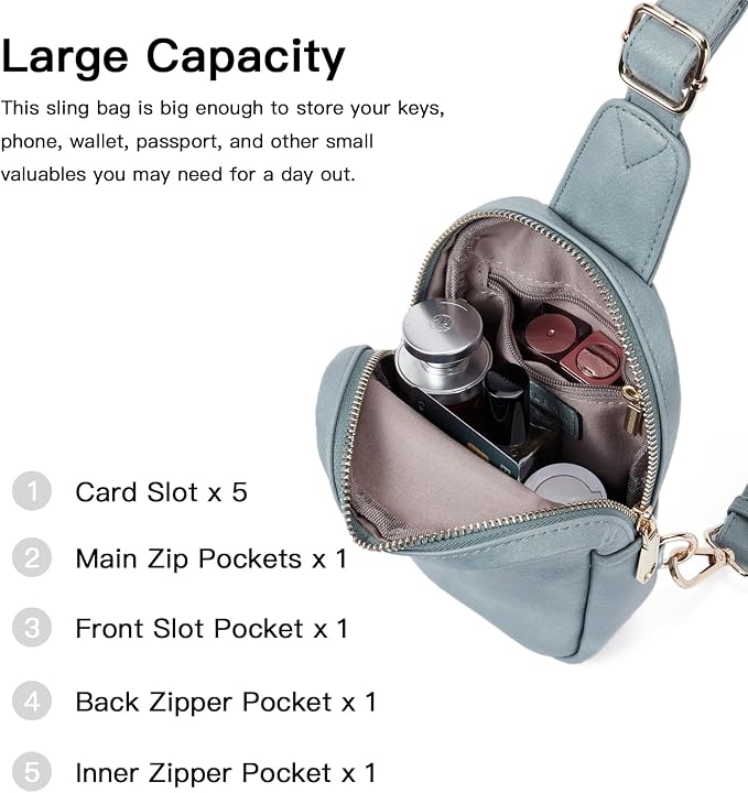 Telena Small Sling Bag for Women Leather Crossbody Fanny Packs Chest Bag for - Image 2