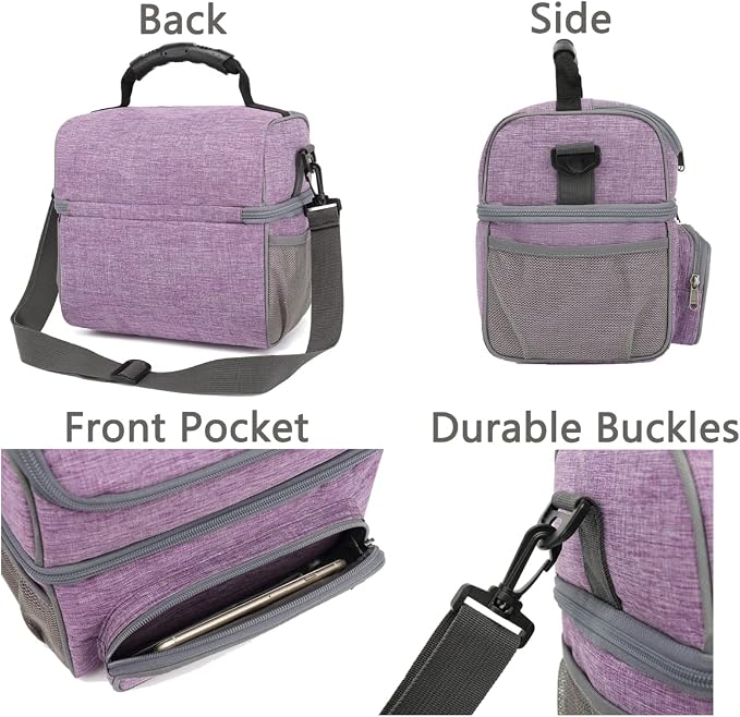 FlowFly Double Layer Cooler Insulated Lunch Bag Adult Lunch Box Large Tote Bag - Image 6