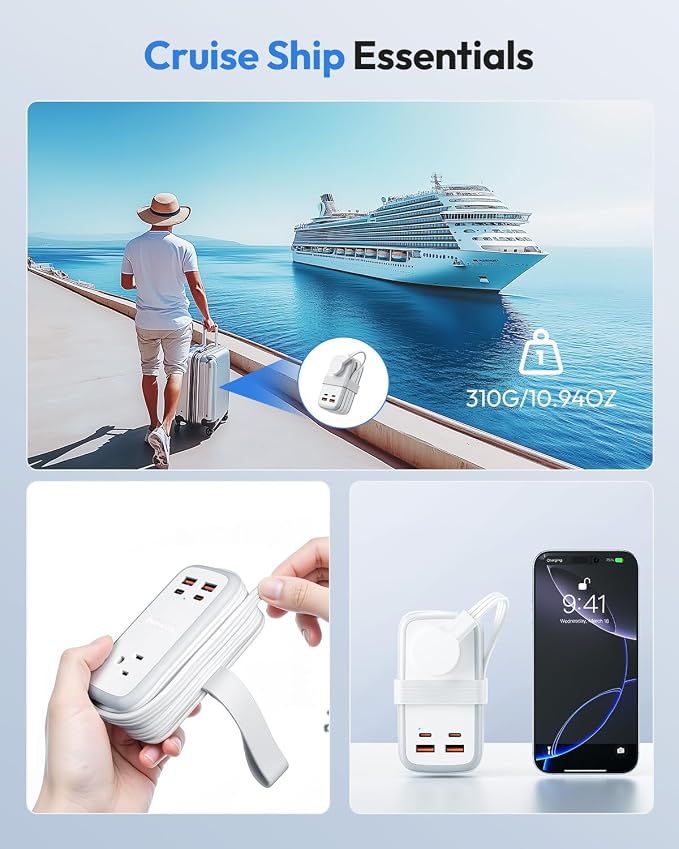 NTONPOWER GAN Ultra 65W USB Charging Station, 7 in 1 Travel Power Strip - Image 4