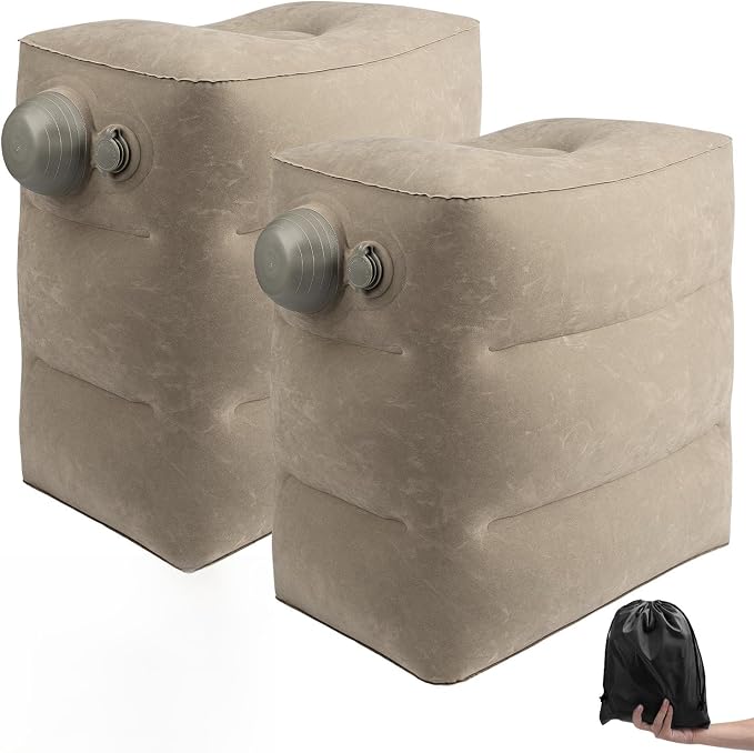 Inflatable Travel Foot Rest Pillow, 2 Pack Airplane Foot Rest Pillows, Portable by DECKALY