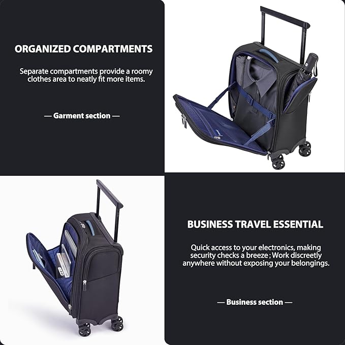 Verage Carry On Luggage with Wheels, 15 Inch Underseat Spinner Luggage Pro - Image 5