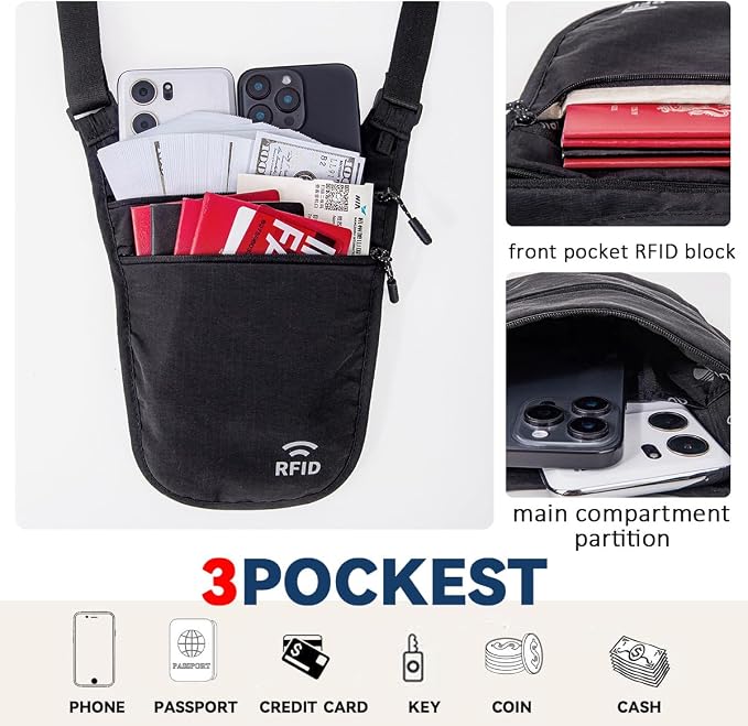 Crossbody Money Belt for Travel Women & Men Hidden, Travel Wallet Pouch - Image 6