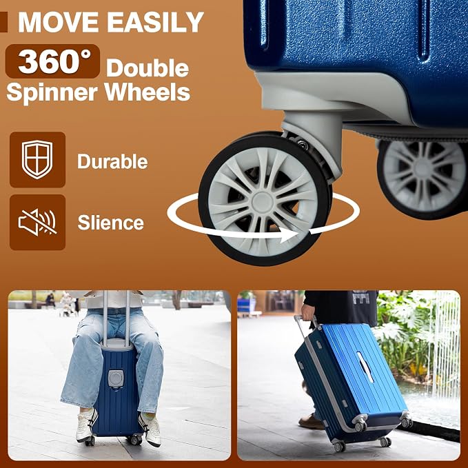 Romswi Suitcase Set with TSA Lock Cup Holder, Hardside Spinner Suitcase with - Image 5
