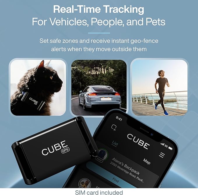 Cube GPS Tracker for Vehicles Assets Kids, Mini GPS Trackers for Dogs, Car - Image 2