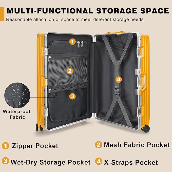AnyZip Luggage Sets 2 Piece Aluminum Frame Carry On and Checked Suitcase PC ABS - Image 3