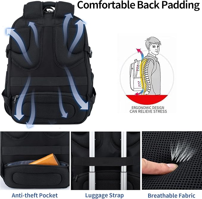 VANKEAN 17.3'' Travel Laptop Backpack TSA Friendly, Water Resistant Anti Theft - Image 4