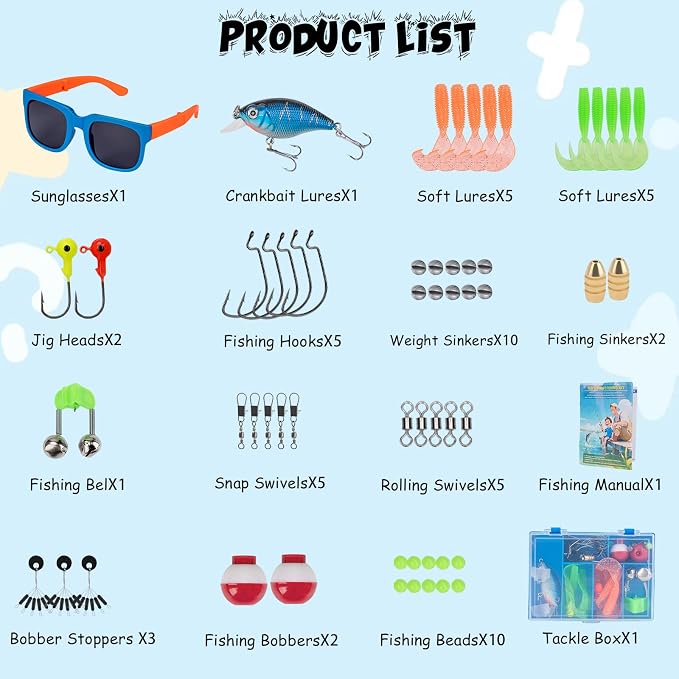 Kids Fishing Pole Set, Telescopic Fishing Rod Reel Combo Kids Starter Kit - Image 3