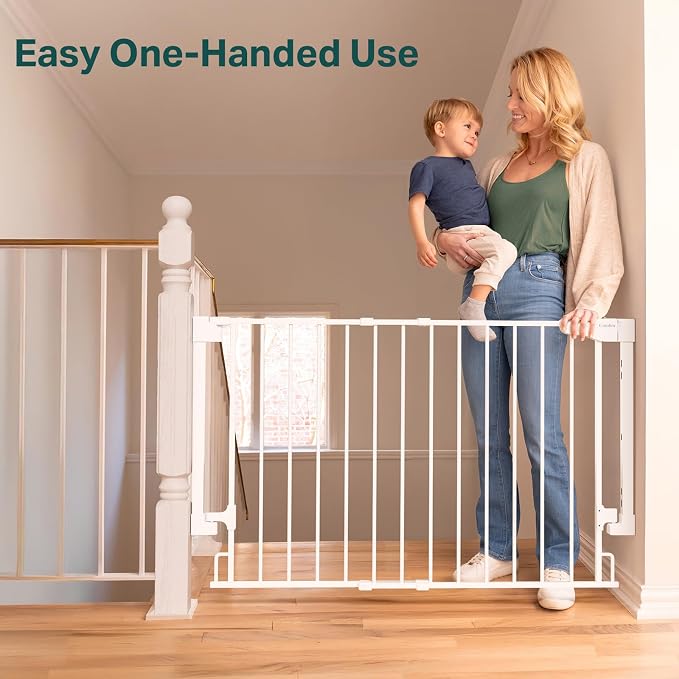 Cumbor 29.2–43" Baby Gate for Stairs, Wall-Mounted, Expandable No Bottom Bar - Image 7