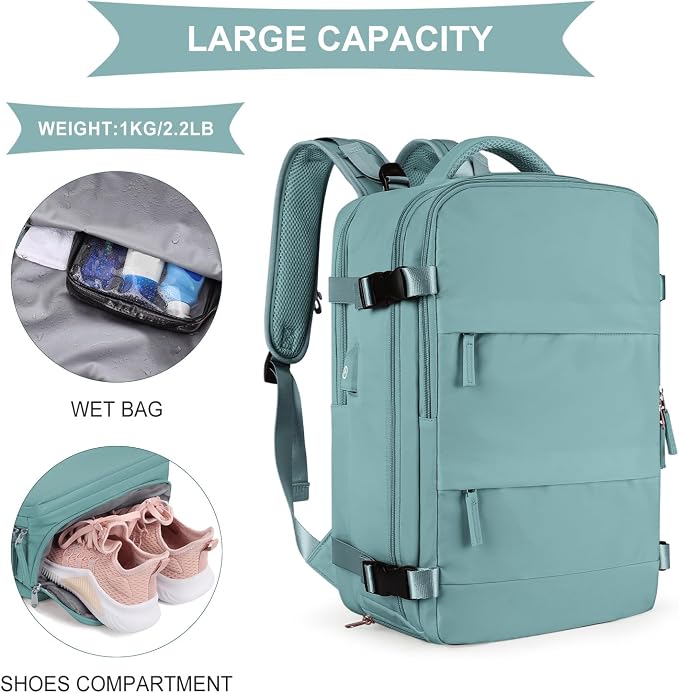 coowoz Large Travel Backpack For Women Men, Carry On Rucksack Flight Approved - Image 5