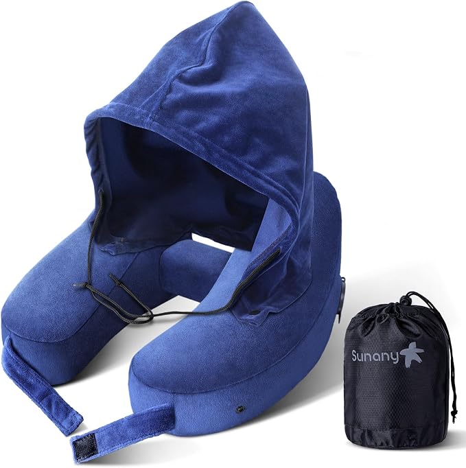 Sunany Neck Pillow for Travel Inflatable Airplane Pillow Comfortably Supports by Sunany