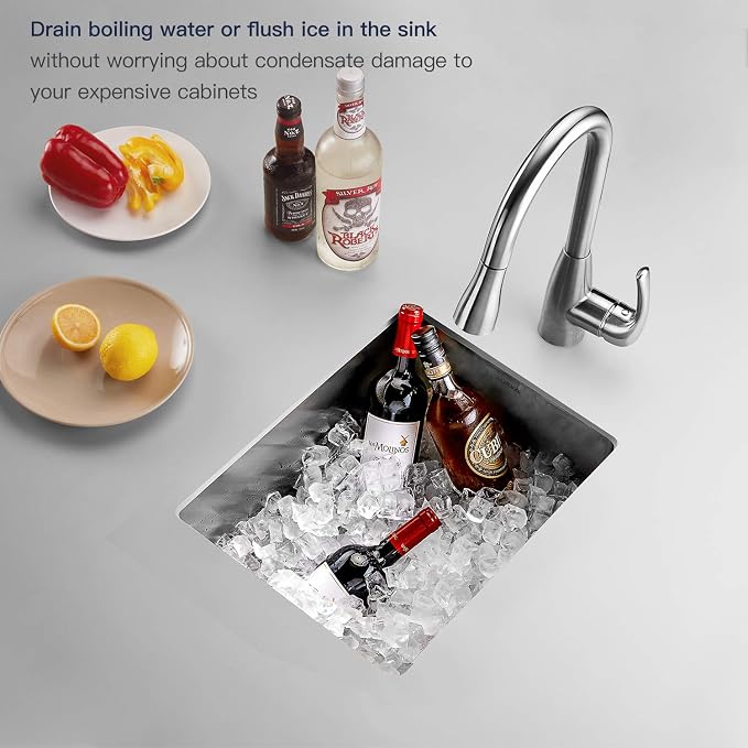 TORVA 13 x 15 Inch Undermount Kitchen Sink, Premium 304 Stainless Steel Bar Sink - Image 5