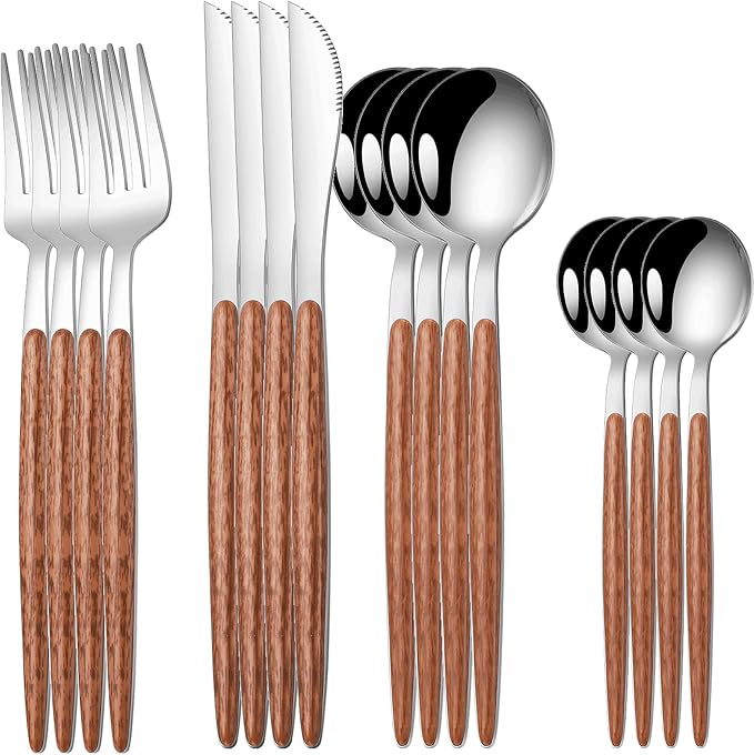 16 PCS Silverware Set for 4, Stainless Steel Flatware Cutlery Eating Utensils by Home