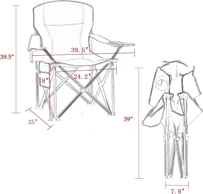 Mesh Folding Camping Chairs for Adults, Oversized Portable Outdoor Chairs - Image 3