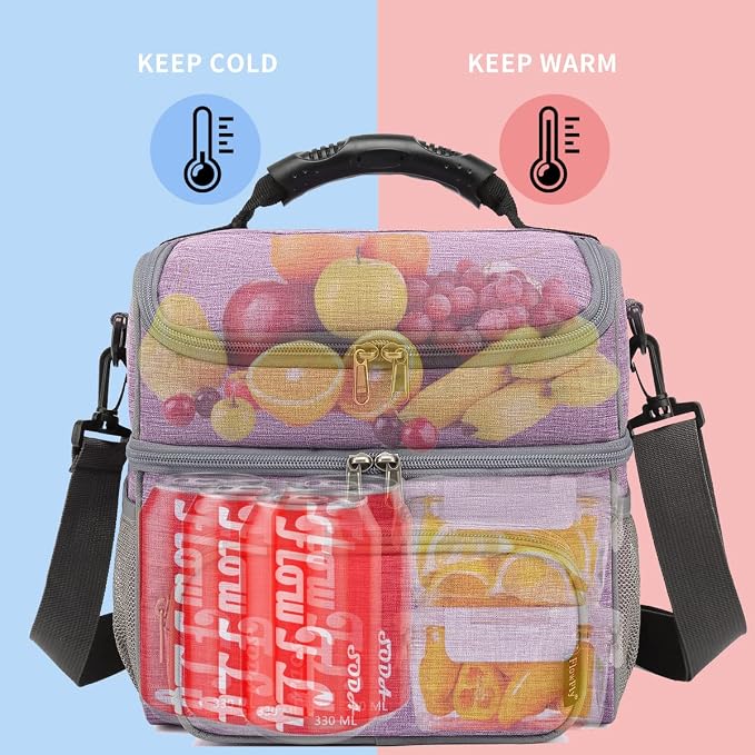 FlowFly Double Layer Cooler Insulated Lunch Bag Adult Lunch Box Large Tote Bag - Image 2