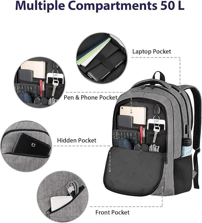 MATEIN 18 Inch Laptop Bookbag, 50 L Extra Large School Laptop Backpack - Image 8