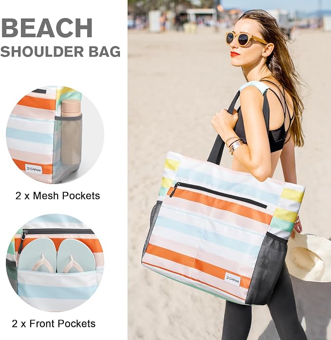 G4Free Beach Bag, Waterproof Sandproof Beach Tote Bag, Large Capacity Foldable - Image 4