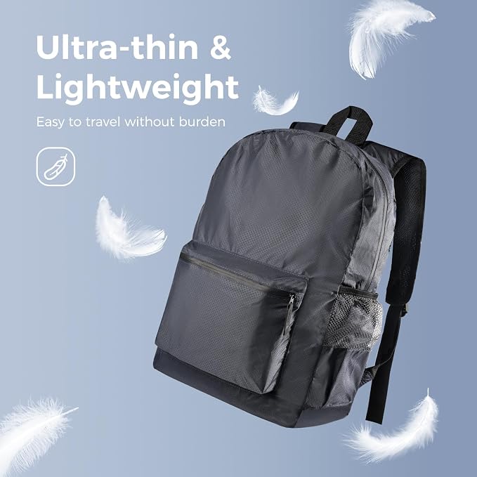 pack all 20L Lightweight Packable Backpack, Water Resistant Foldable Backpack - Image 6