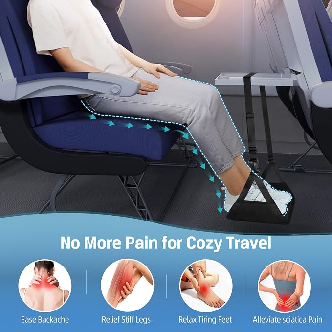 Airplane Foot Hammock for Plane Travel Essentials, Airplane Foot Rest - Image 2