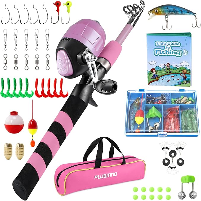 PLUSINNO Kids Fishing Pole, Portable Telescopic Fishing Rod and Reel Combo Kit - - Image 2