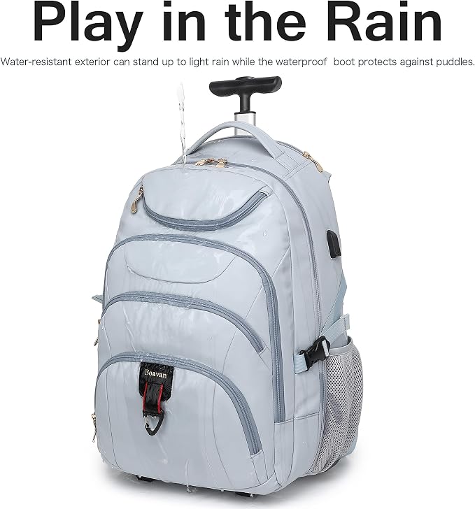 Boavan Rolling Backpack for Women, 17.3 Inch Wheeled Laptop Backpack, Large - Image 5