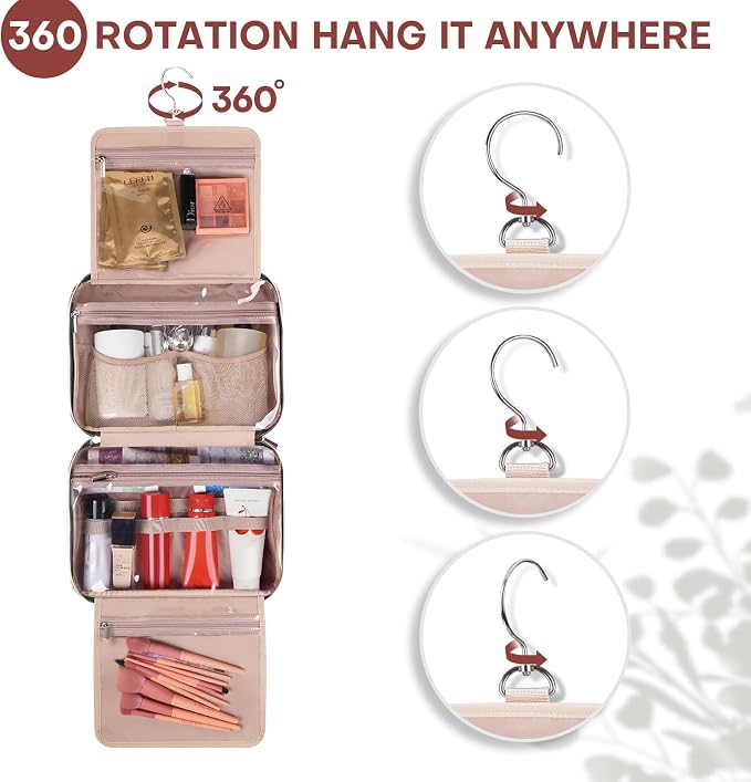 Hanging Toiletry Bag for Women Travel, 2 Sizes Large & Small Waterproof - Image 5