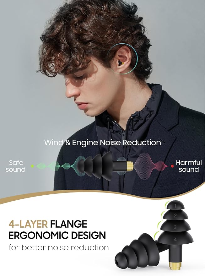 Motorcycle Ear Plugs, 2 Pairs Reusable Silicone, 26dB Wind Noise Reduction & - Image 3
