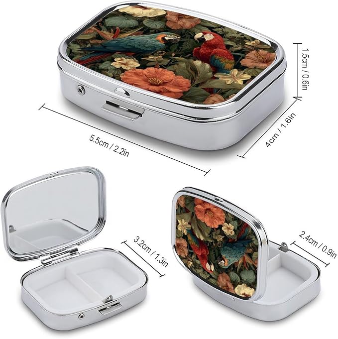 Metal 2 Compartment Pill Organizer Travel Friendly Portable Compact Pill Box - Image 3